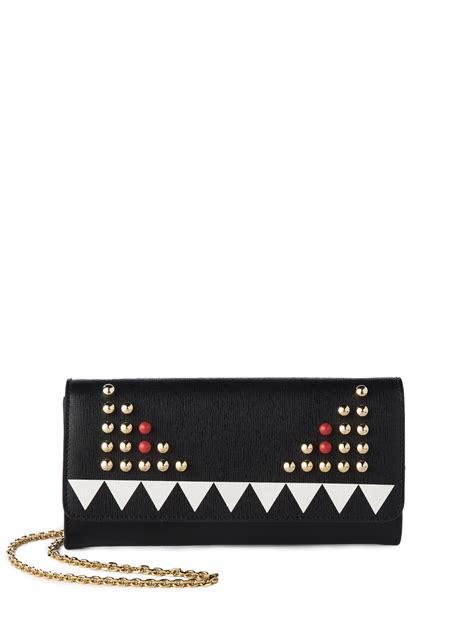 fendi monster mini leather wallet on chain|classic Fendi wallet material.